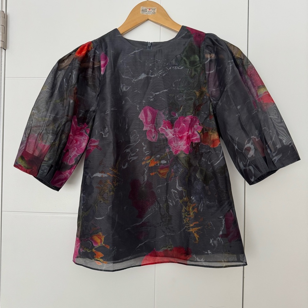 Ted Baker Black Floral Sheer Blouse